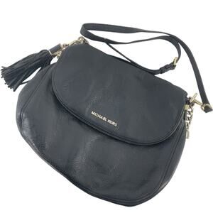 Michael Kors Black Pebbled Leather Crossbody Fold-Over Bag Women’s Pre-Owned